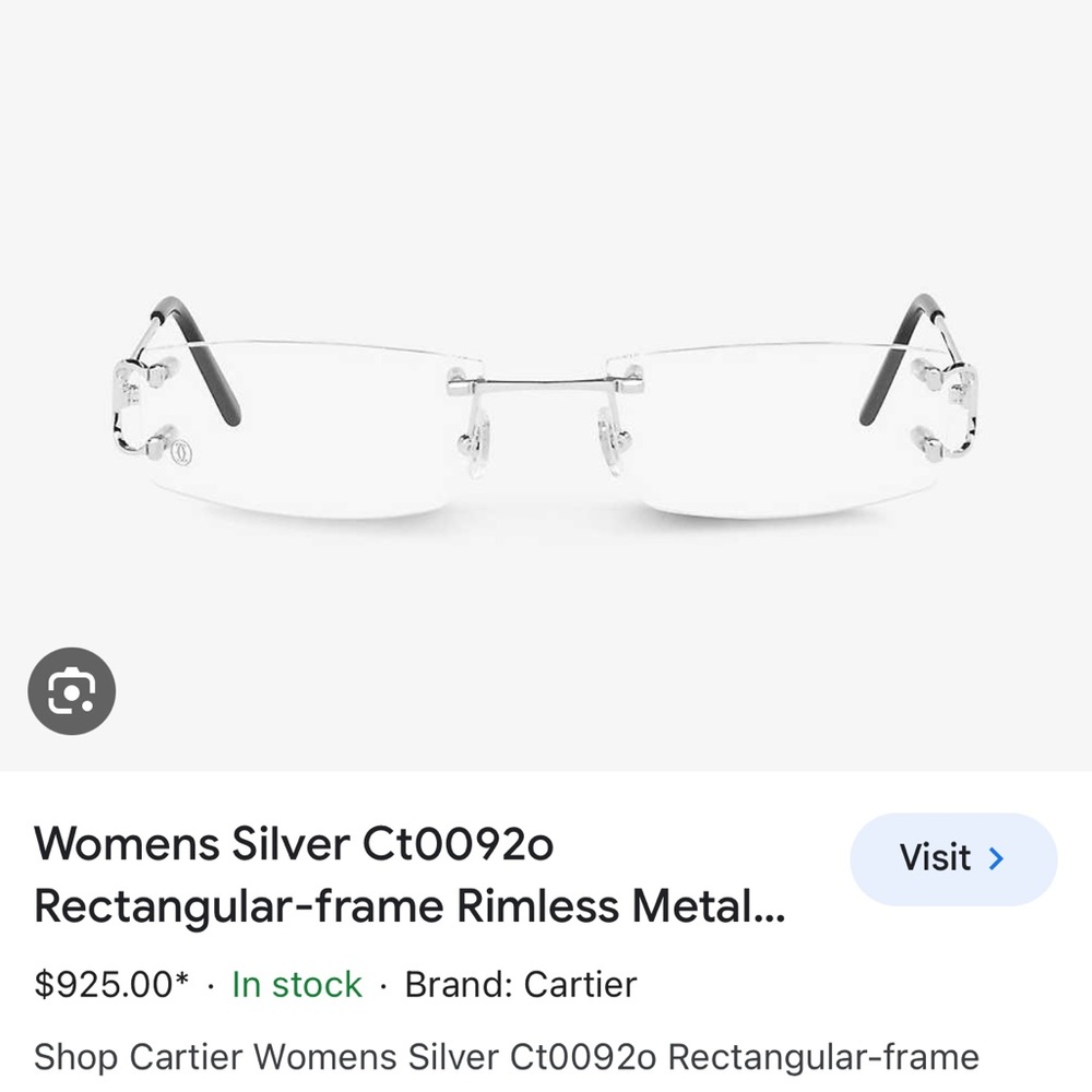 Cartier rimless silver frames for women